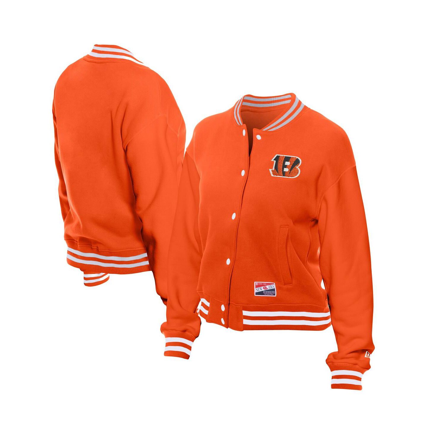 Женская куртка New Era Orange Cincinnati Bengals Throwback Fleece Full-Snap — фото 1