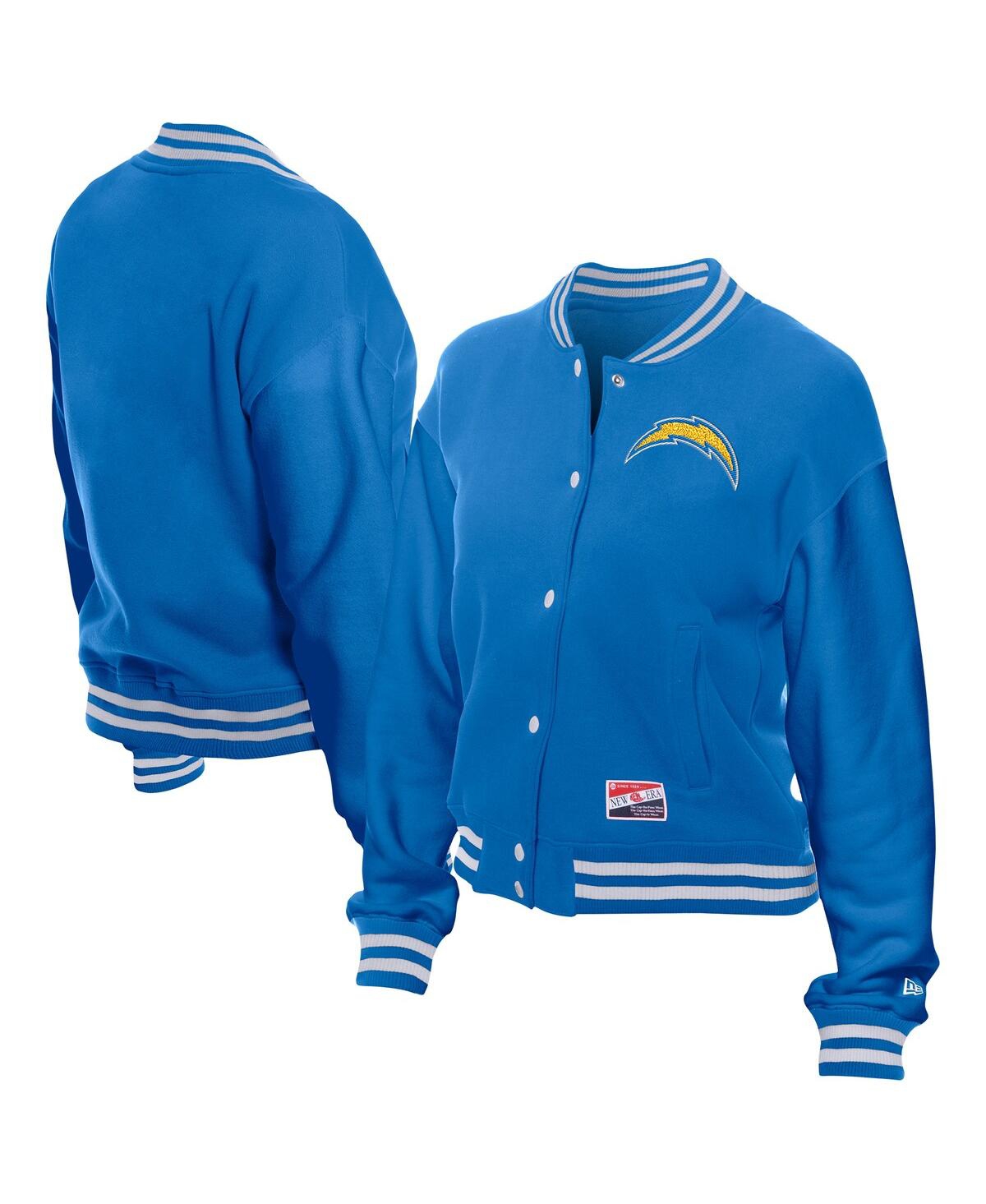 New Era Women's Blue Los Angeles Chargers Throwback Fleece Full-snap Jacket In Blue