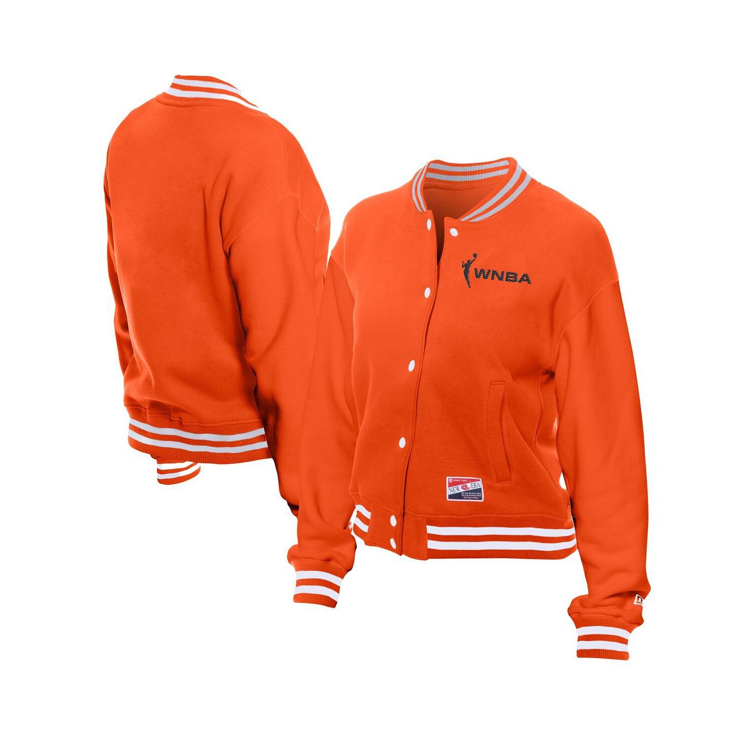 Women's Orange WNBA Throwback Varsity Fleece Full-Snap Jacket