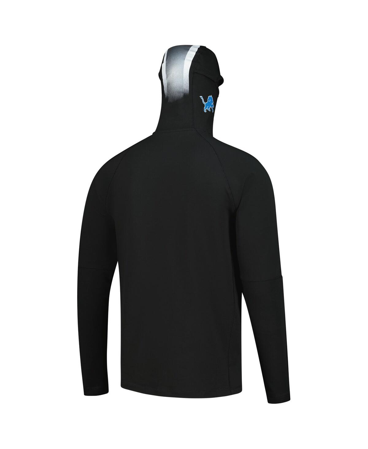 New Era Men's Black Detroit Lions Functional Fandom Balaclava Helmet Stripe Tri-blend Hoodie In Black