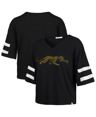 '47 Brand - Women's Black Jacksonville Jaguars Premier Scout Cropped V-Neck T-Shirt