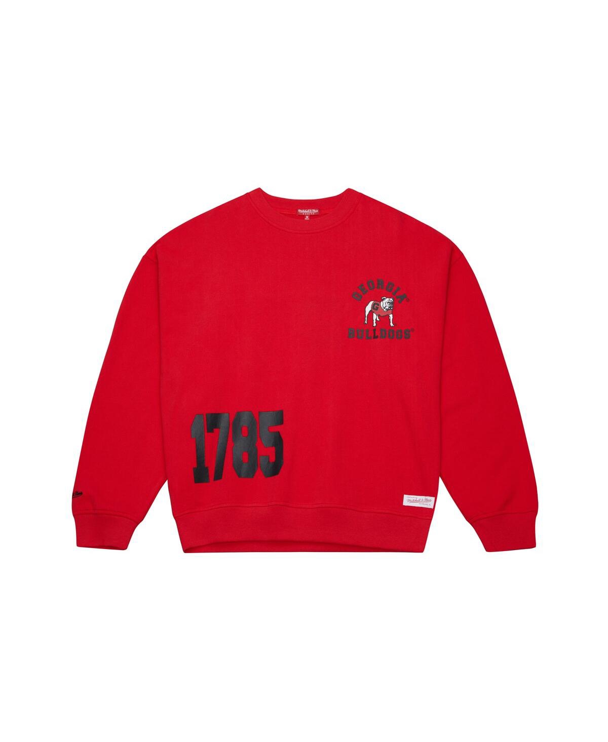 Mitchell & Ness Mitchell Ness Women's Red Georgia Bulldogs Multi-hit Crewneck Pullover Sweatshirt In Red