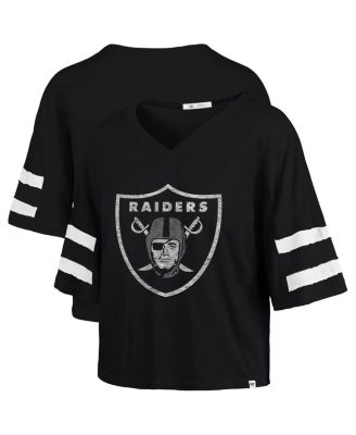 '47 Brand - Women's Black Las Vegas Raiders Premier Scout Cropped V-Neck T-Shirt