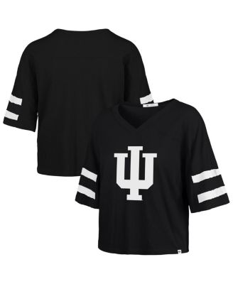 '47 Brand - Women's Black Indiana Hoosiers Premier Scout Sleeve Stripe Relaxed Dolman T-Shirt
