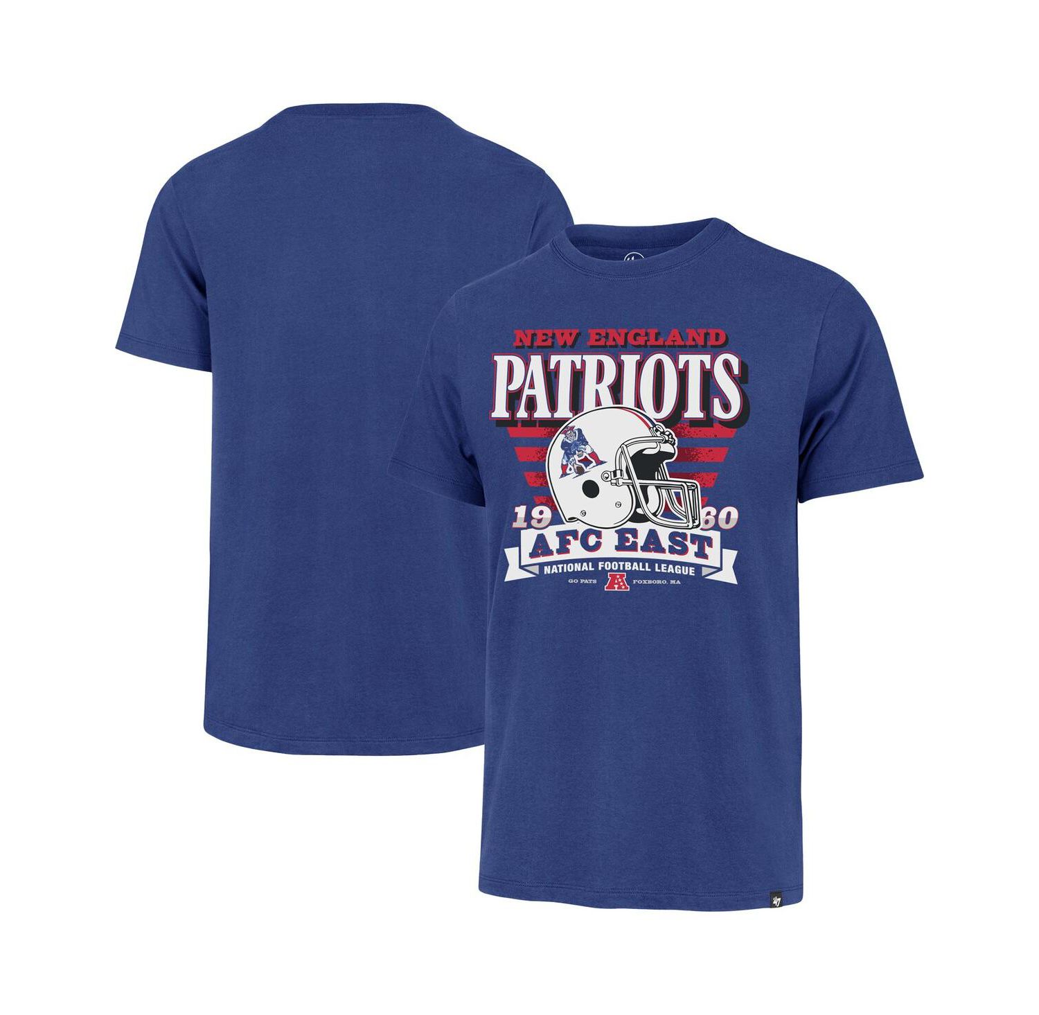 Men's Royal New England Patriots Stripe Splash Franklin Throwback T-Shirt