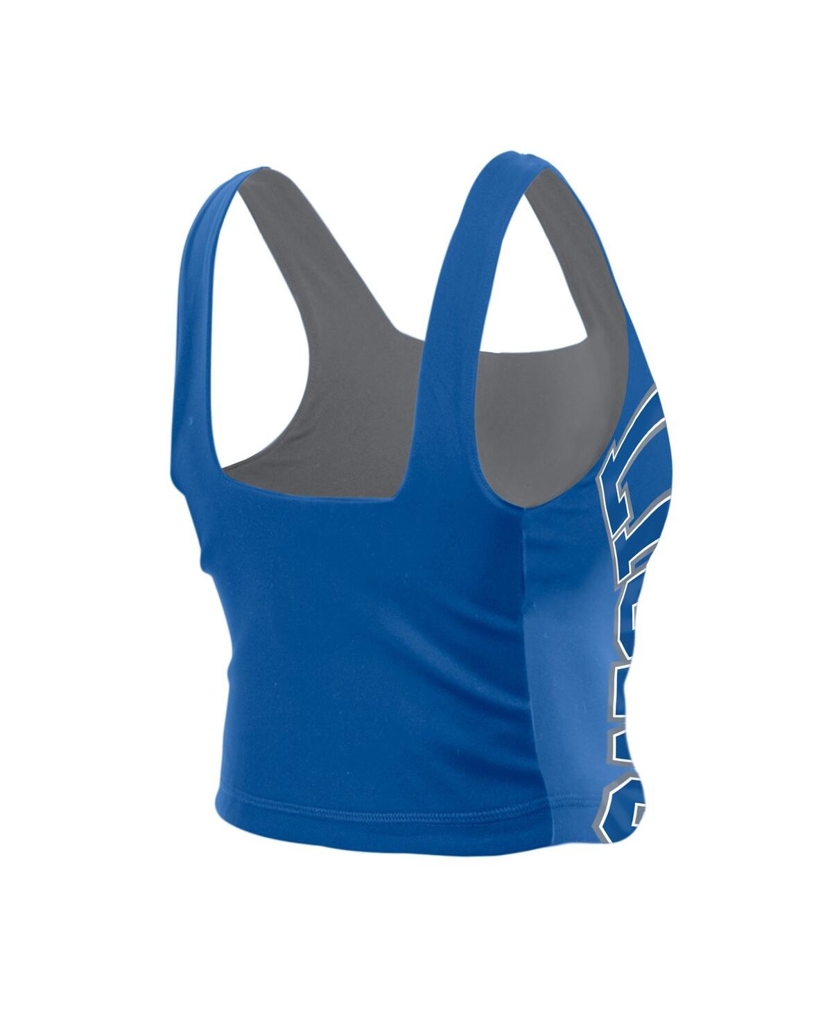 New Era Women's Blue/gray Detroit Lions Reversible Cropped Sport Classics Tank Top In Multi