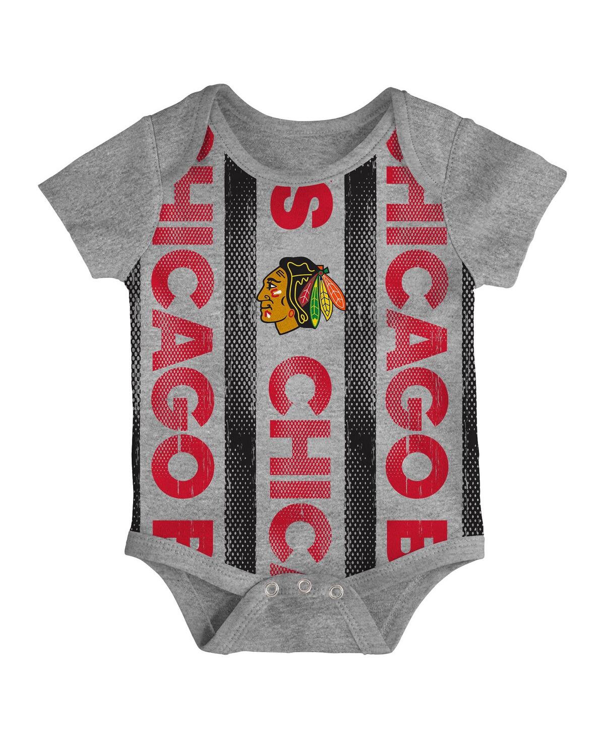 Outerstuff Newborn 3-pack Chicago Blackhawks Loyal Buddies Bodysuit Set In Red