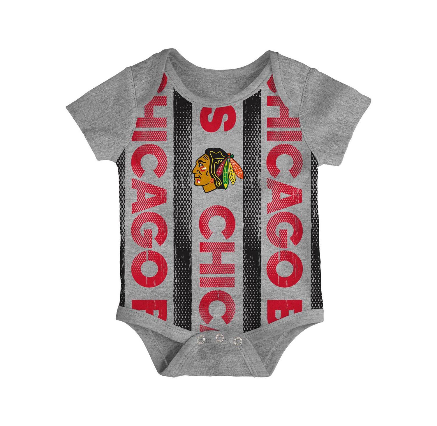 Newborn 3-Pack Chicago Blackhawks Loyal Buddies Bodysuit Set
