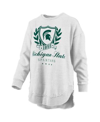 Women's Heather Gray Michigan State Spartans Field Day M&eacute;lange Poncho Pullover Sweatshirt