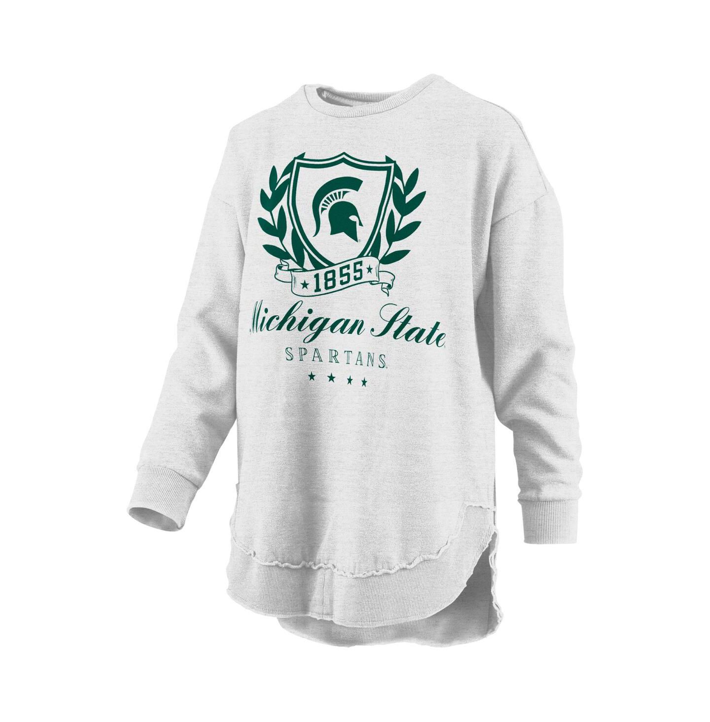 Женская толстовка Pressbox Heather Gray Michigan State Spartans Field Day Mélange Poncho Pullover — фото 3