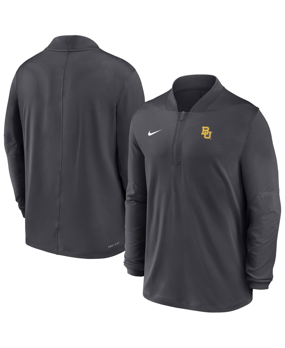 Nike Men's Anthracite Baylor Bears Dri-fit Half-zip Pullover Sweatshirt In Gray