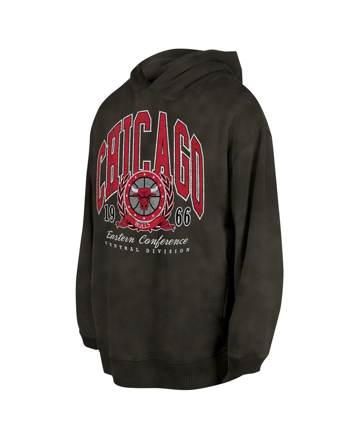 New Era Men's And Women's Charcoal Chicago Bulls Oversized Essentials Pigment Wash Fleece Pullover Hoodie In Brown