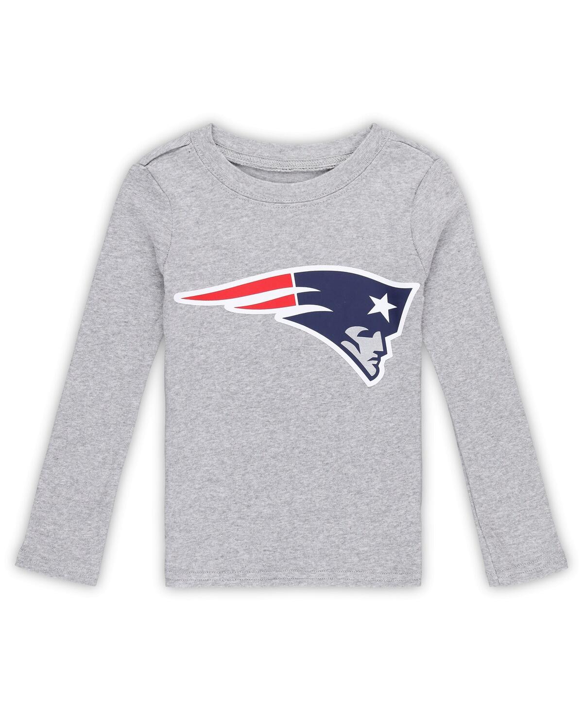 Outerstuff Preschool 2-piece Heather Gray New England Patriots Long Sleeve T-shirt And Pants Sleep Set In Gray