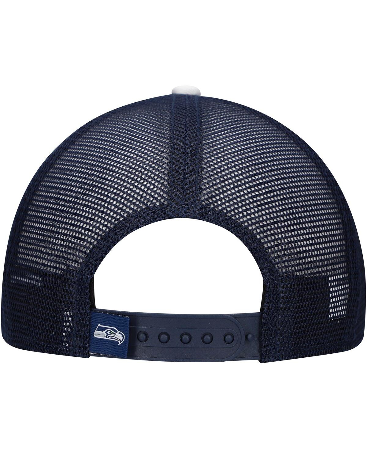 New Era Big Boys And Girls College Navy Seattle Seahawks Sport Night Color Block 9forty A-frame Trucker Adju In Black
