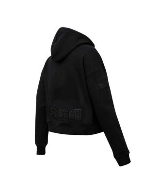 Women's Boston Red Sox Triple Black Cropped Pullover Hoodie