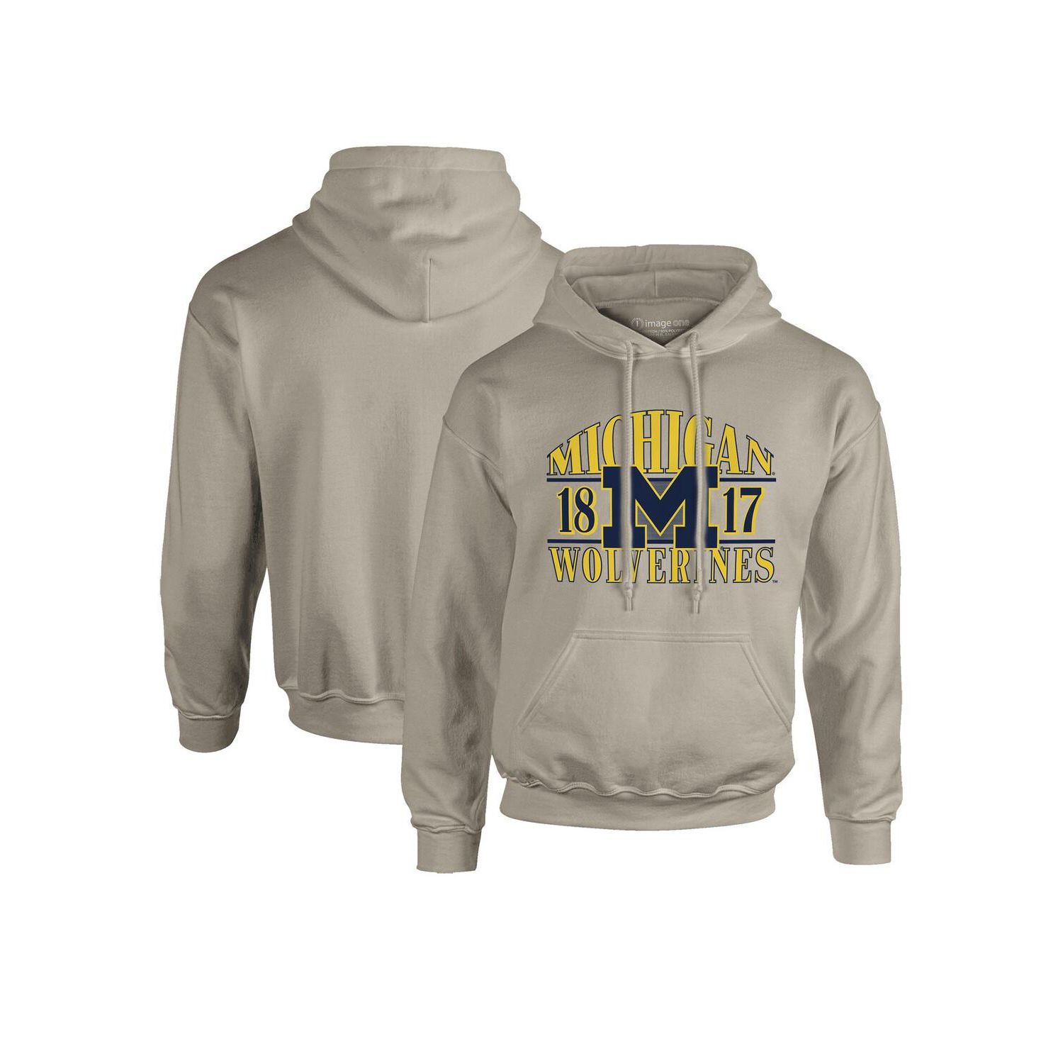 Men's Tan Michigan Wolverines Upper Arch Letters Pullover Hoodie