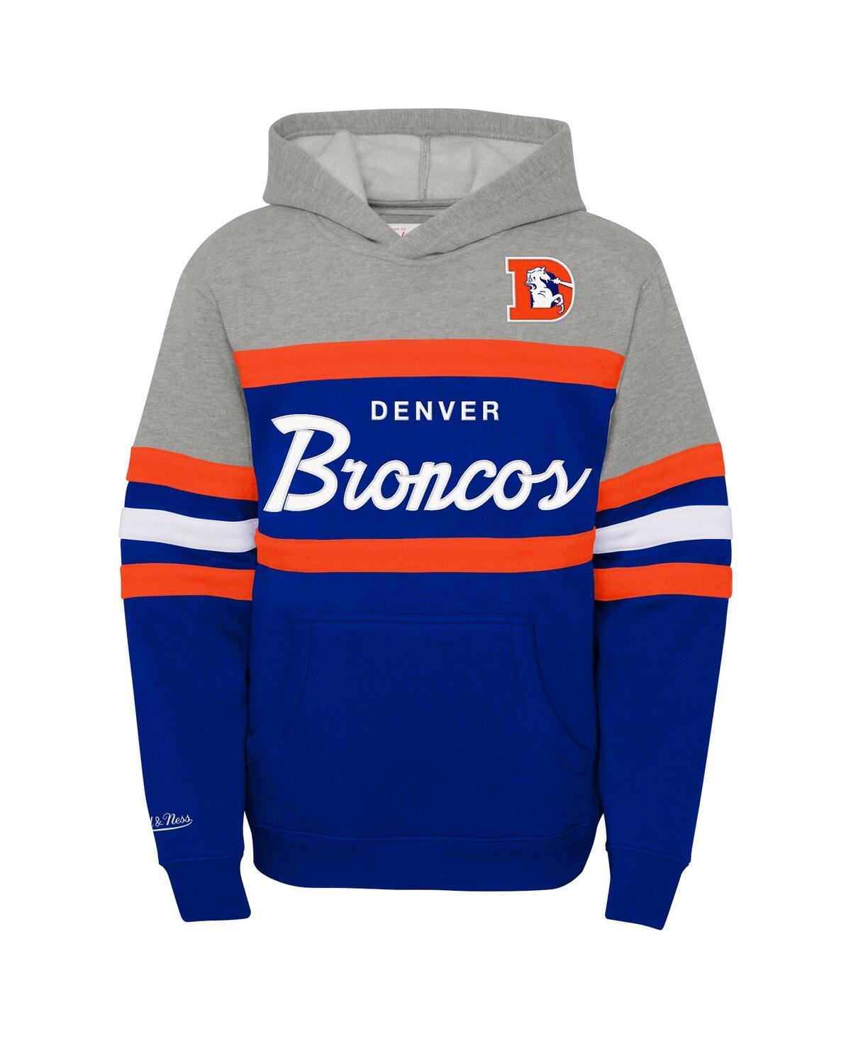 Mitchell & Ness Big Boys And Girls Royal Denver Broncos Throwback Head Coach Pullover Hoodie In Multi