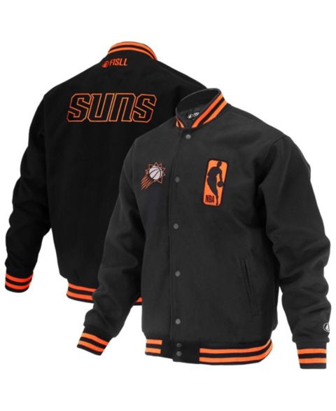 Женские куртки FISLL Men's and Women's Black Phoenix Suns Logo Man Shadow Collection Full-Snap Varsity Jacket