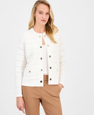 Anne Klein - Women's Collarless Textured Cardigan