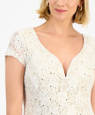 Women's Sequined Lace Column Gown