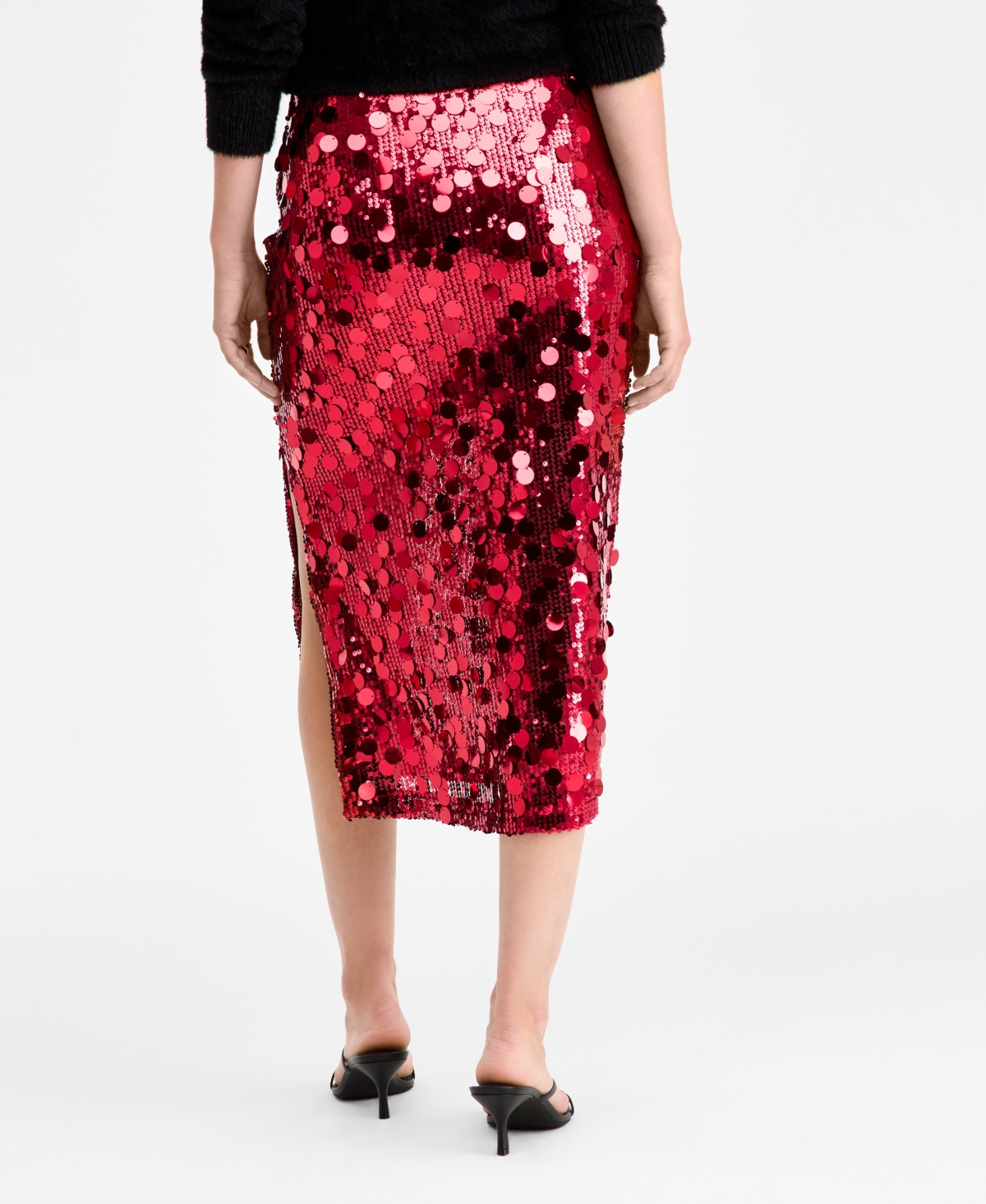 Bar Iii Women's Pailette Midi Skirt, Macy's Exclusive In Red