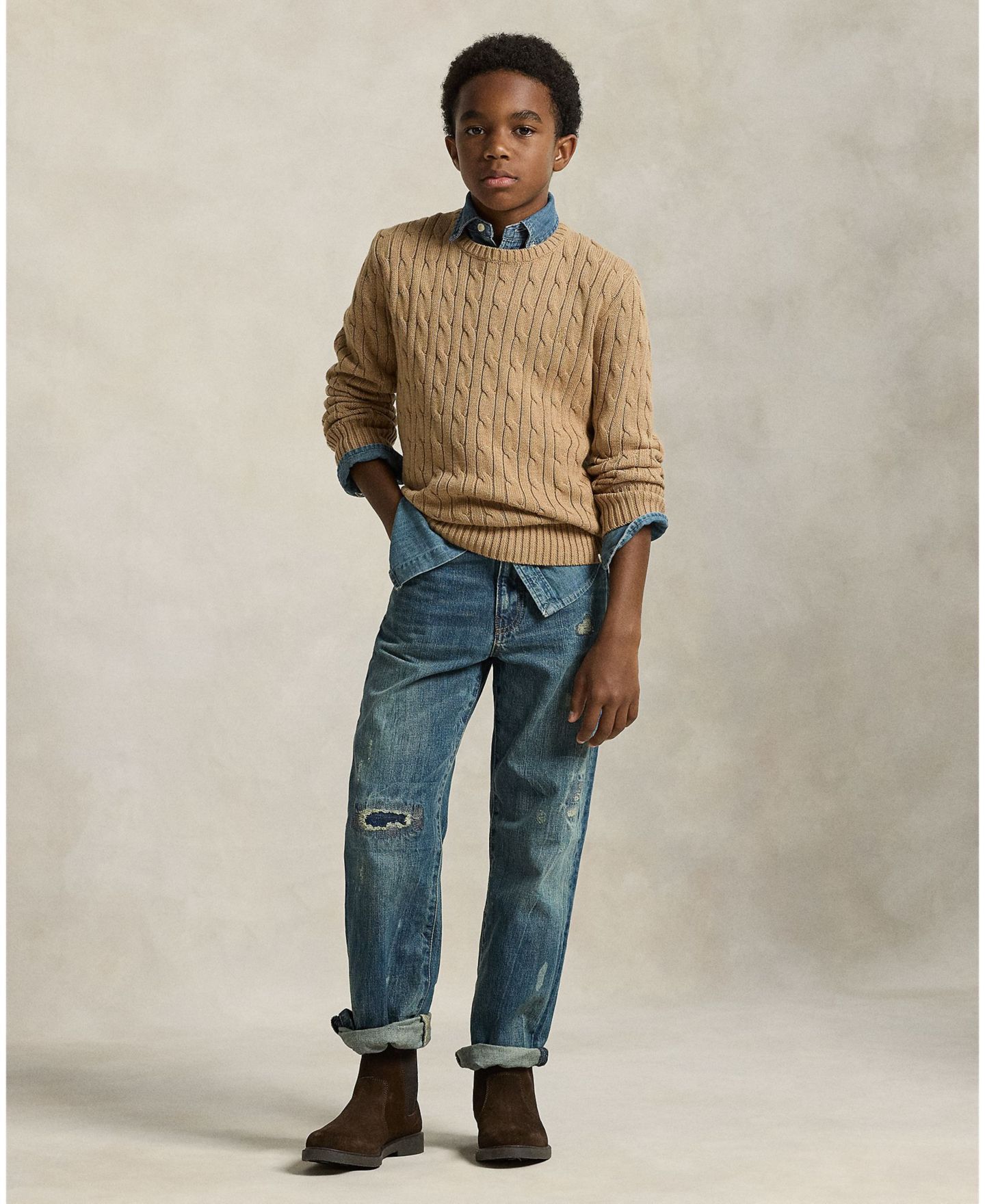 Свитер Polo Ralph Lauren Cable-Knit Cotton Sweater для мальчиков, цвет: Верблюжий — фото 2