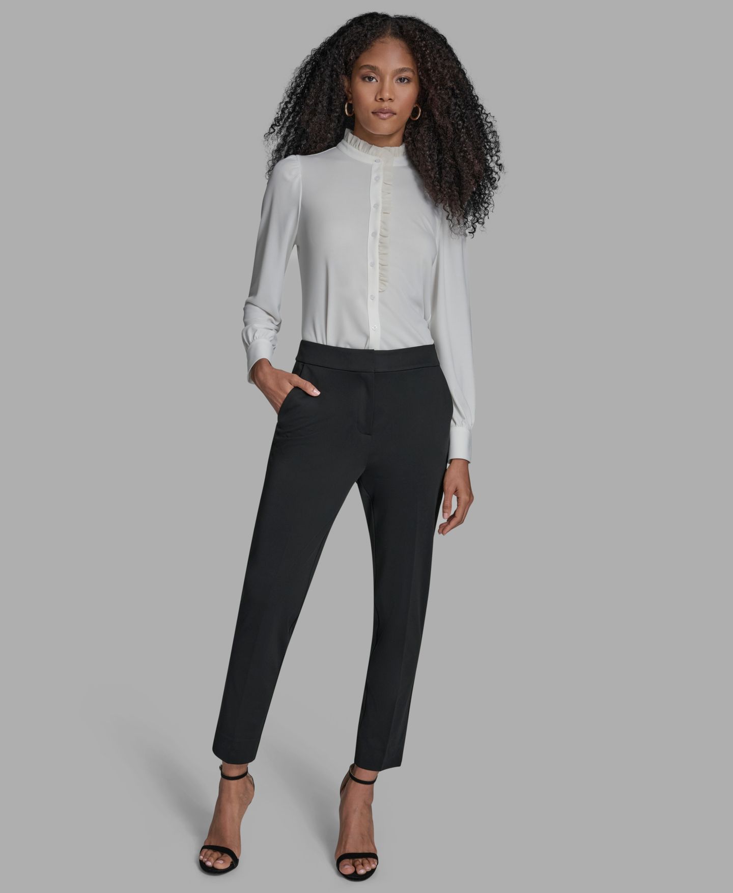 Женские брюки BCBG Slim Leg High Rise, цвет: Чёрный — фото 2