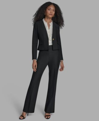 Bcbg Suits Open Front Jacket Straight Leg Pants In Black