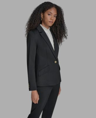 Women's Padded Shoulder One Button Jacket