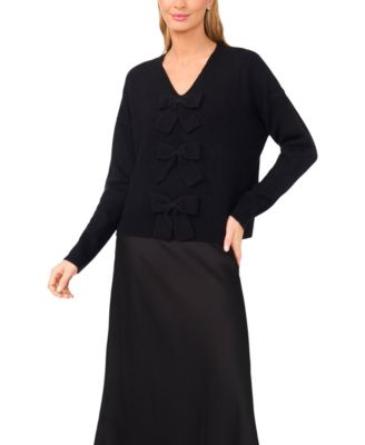 Women's Bow Detail V-Neck Sweater