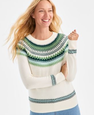 Women's Crewneck Fair Isle Sweater, PXS-4X, Macy's Exclusive