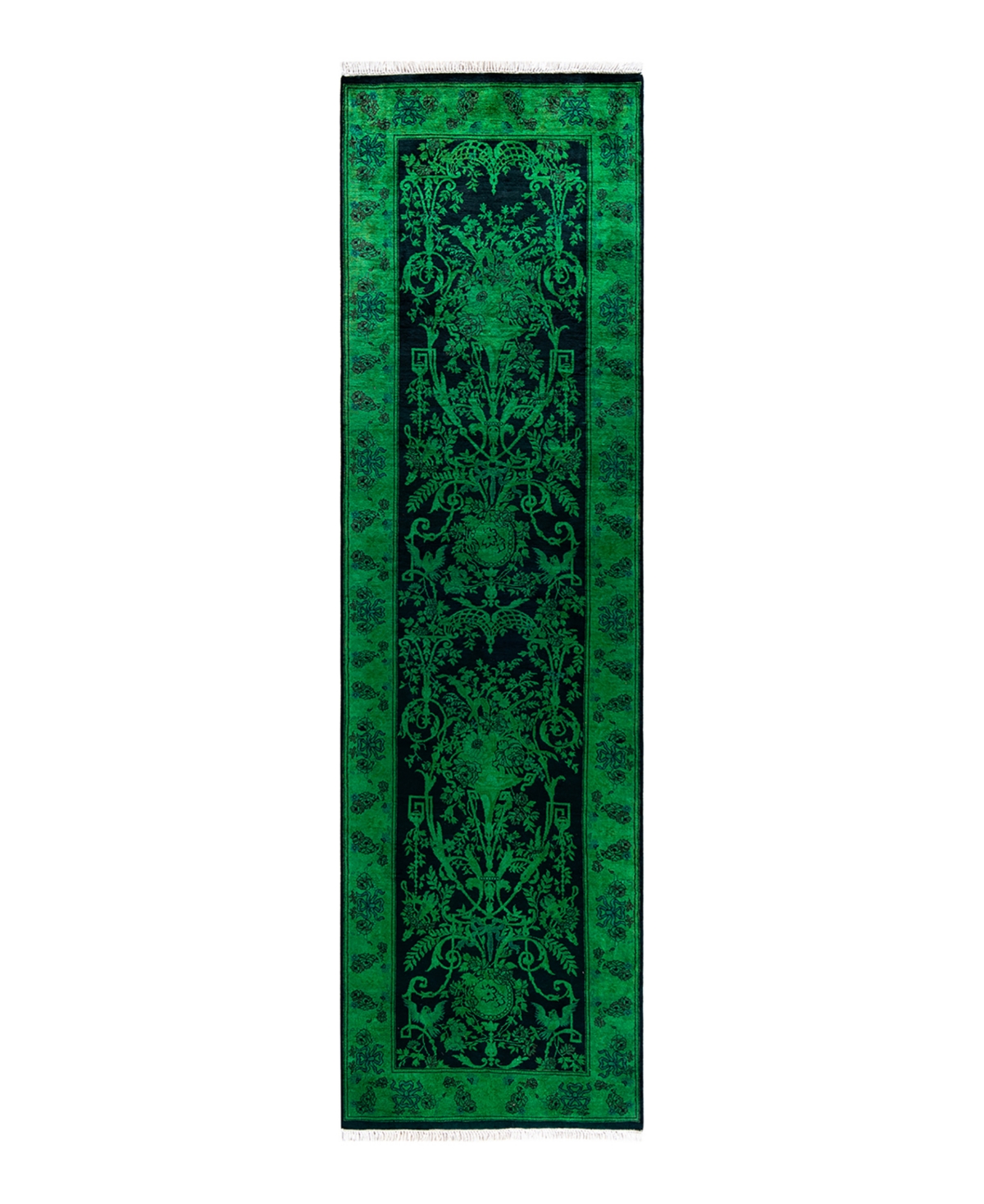 Adorn Hand Woven Rugs Fine Vibrance M1159 2'7"x9' Runner Area Rug In Green