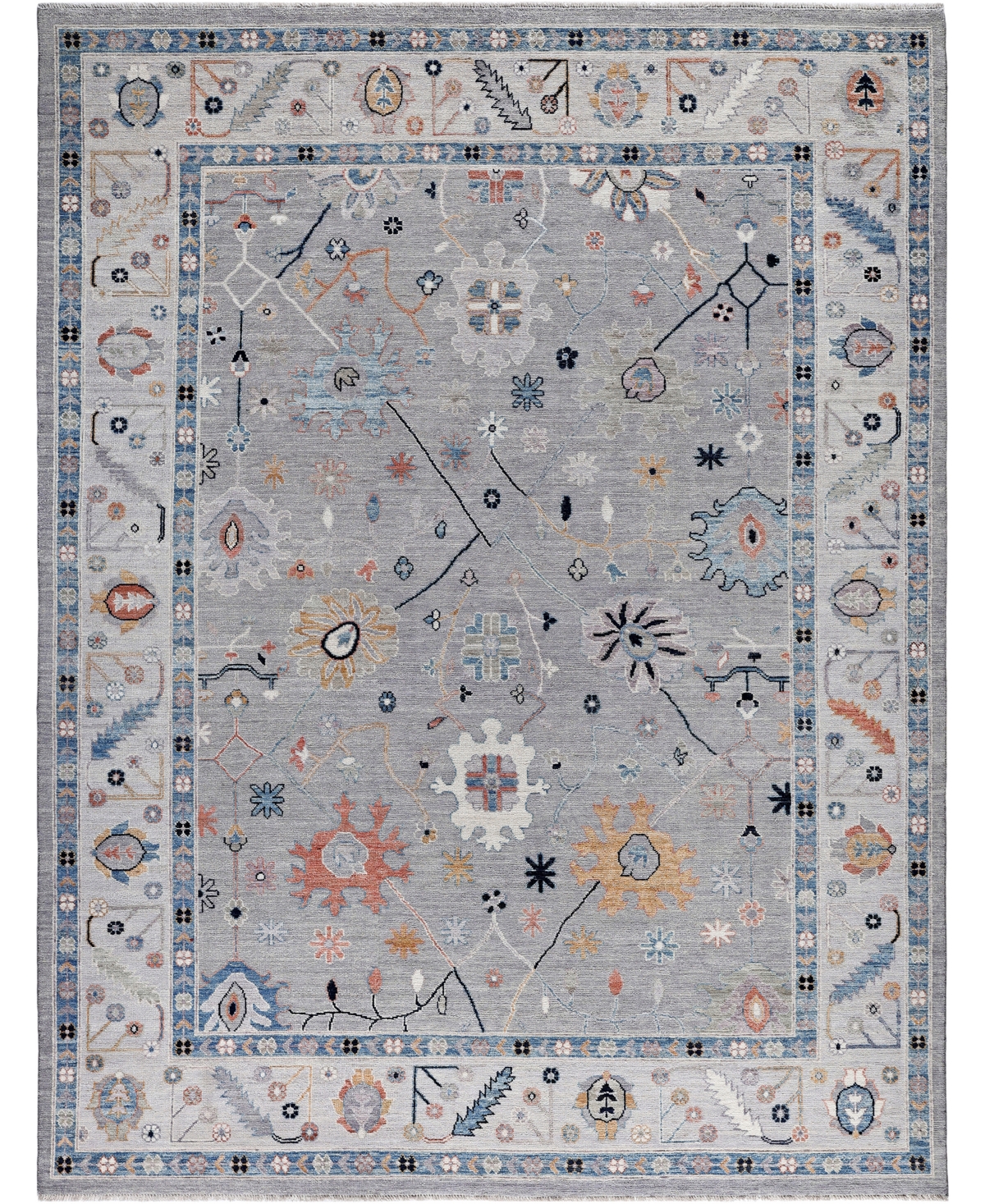 Adorn Hand Woven Rugs Colorful Oushak M0103-35 9'x11'10" Area Rug In Gray
