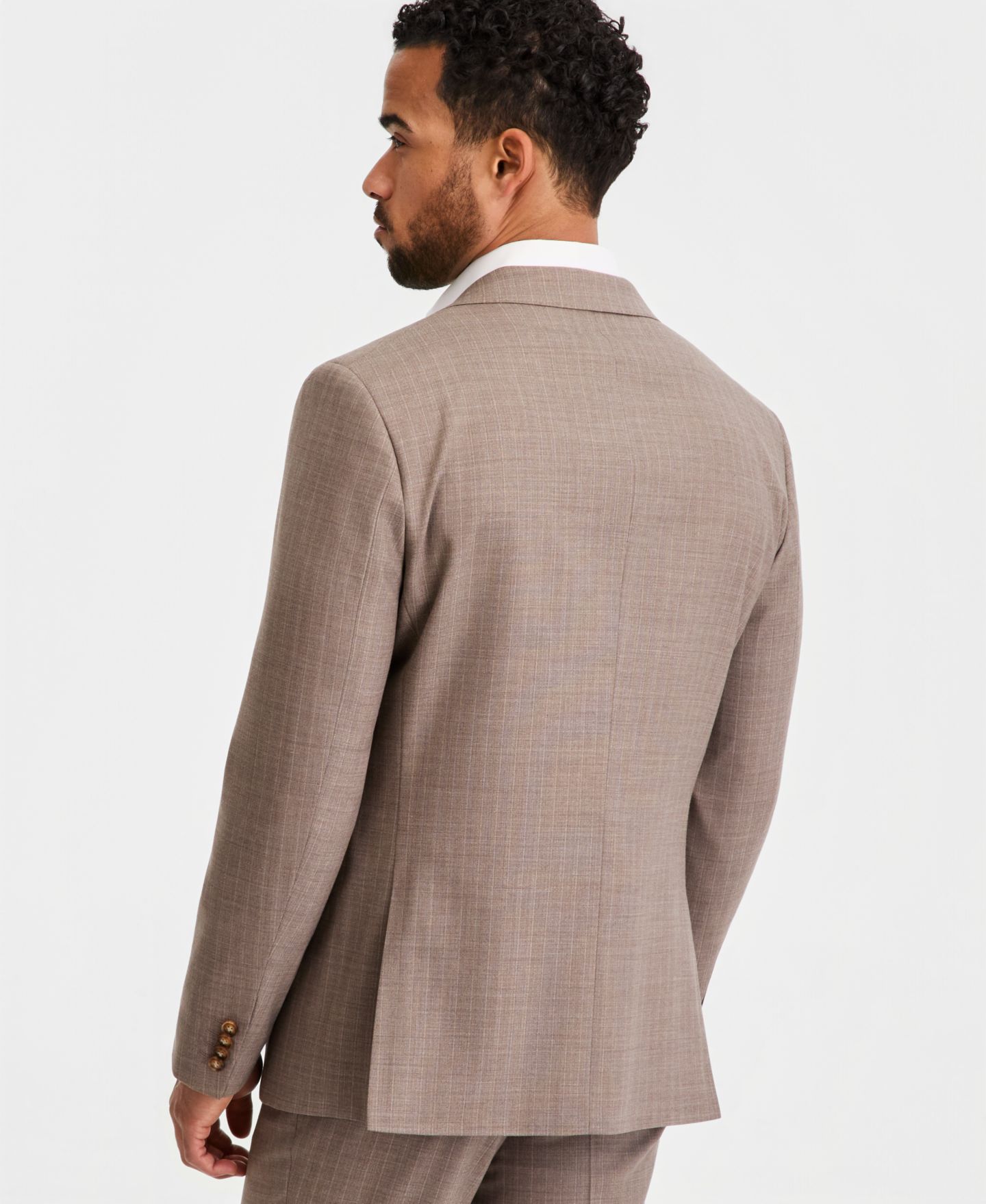 Мужские куртки Ted Baker Modern-Fit Wool-Blend Tan Pinstripe Suit Separates, цвет: Бежевый — фото 4