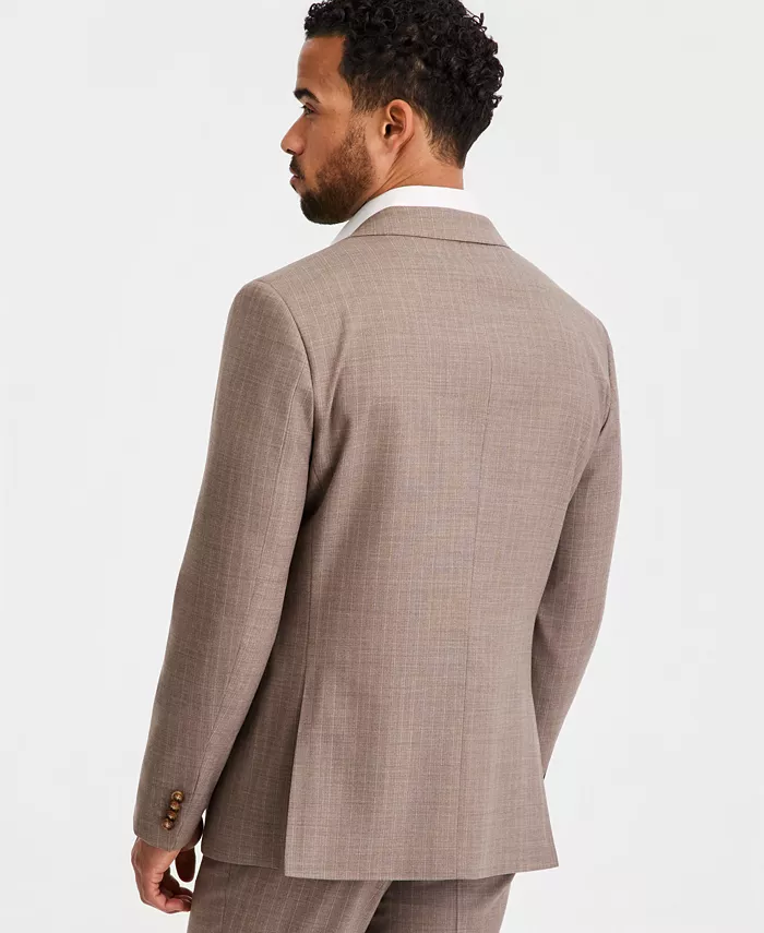 Men's Modern-Fit Wool-Blend Tan Pinstripe Suit Separates Jacket - thumbnail 4