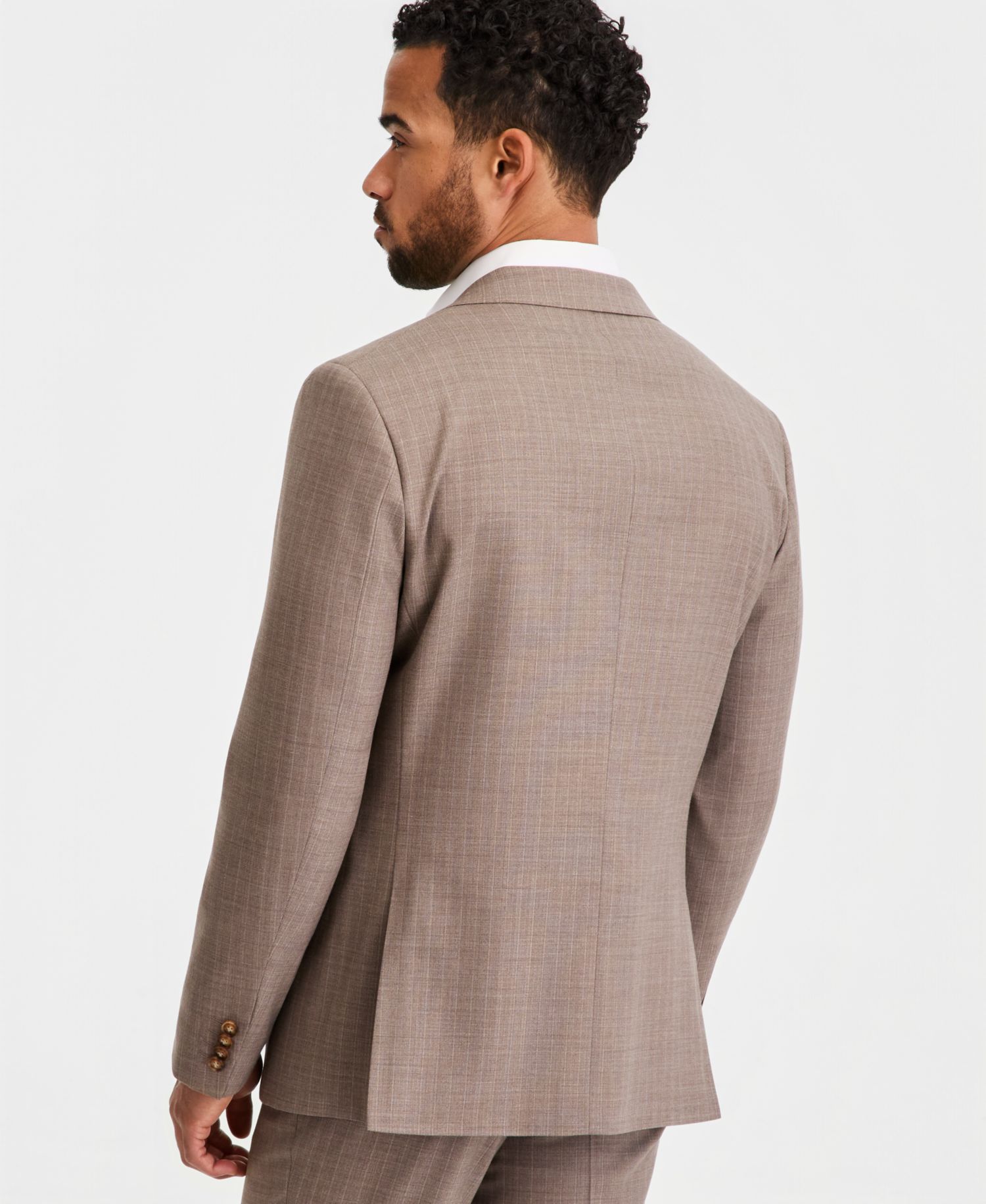 Men's Modern-Fit Wool-Blend Tan Pinstripe Suit Separates Jacket