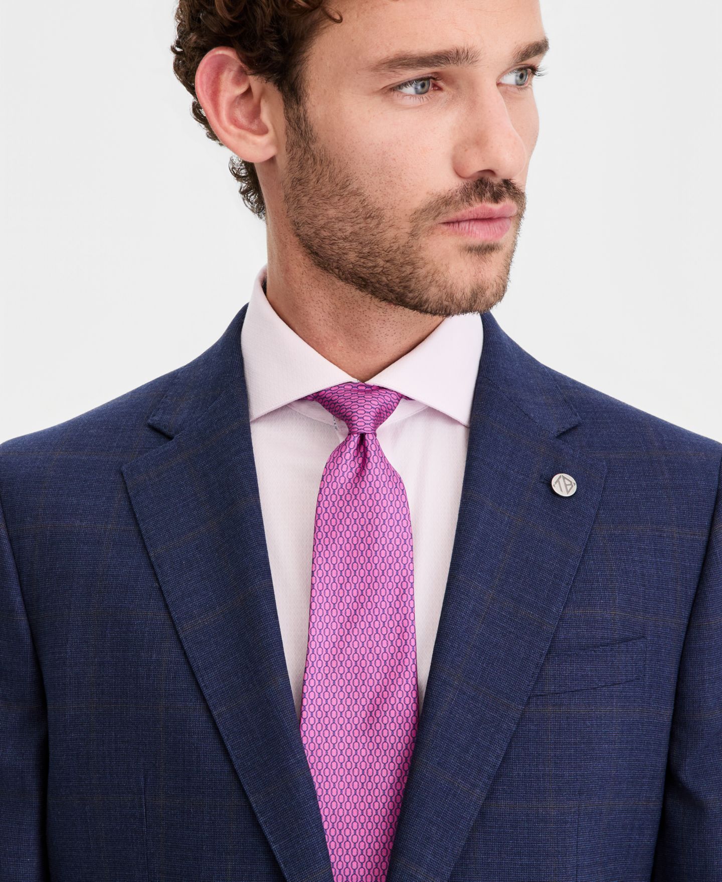 Мужские куртки Ted Baker Modern-Fit Wool-Blend Windowpane Suit Separates, цвет: Синий коричневый — фото 3