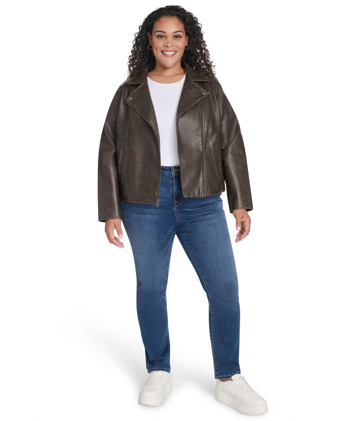 Levi's Plus Size Long Sleeve Moto Jacket In Brown