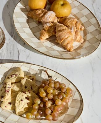 Mocha Check Medium Oval Platter