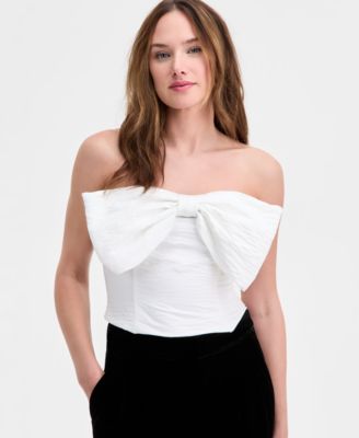 Woven Solid Bow Bandeau Top, Macy's Exclusive