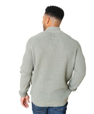 Men's Organic Mock Neck Cardigan Stitch Sweater