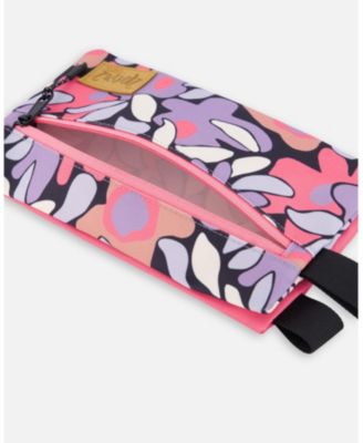 Girl Double Pencil Case Black Retro Flower Print - Toddler|Child