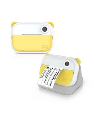Camera Insta Wi 4-in-1 Instant Print Camera and Label Maker for Kids 12MP Photos, 1080P Video, 32GB microSD, for Age 5-15 (Yellow)