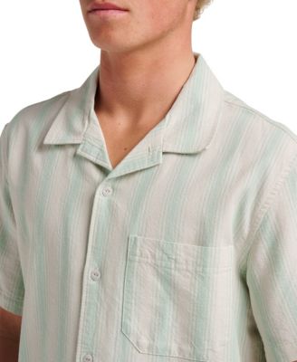 Men's Oxford Stripe Casual Short Sleeve Shirt