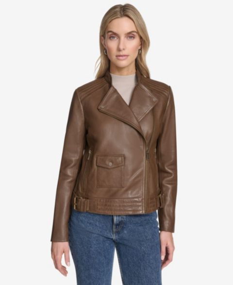 Женские куртки Andrew Marc Frankie Moto Leather Jacket