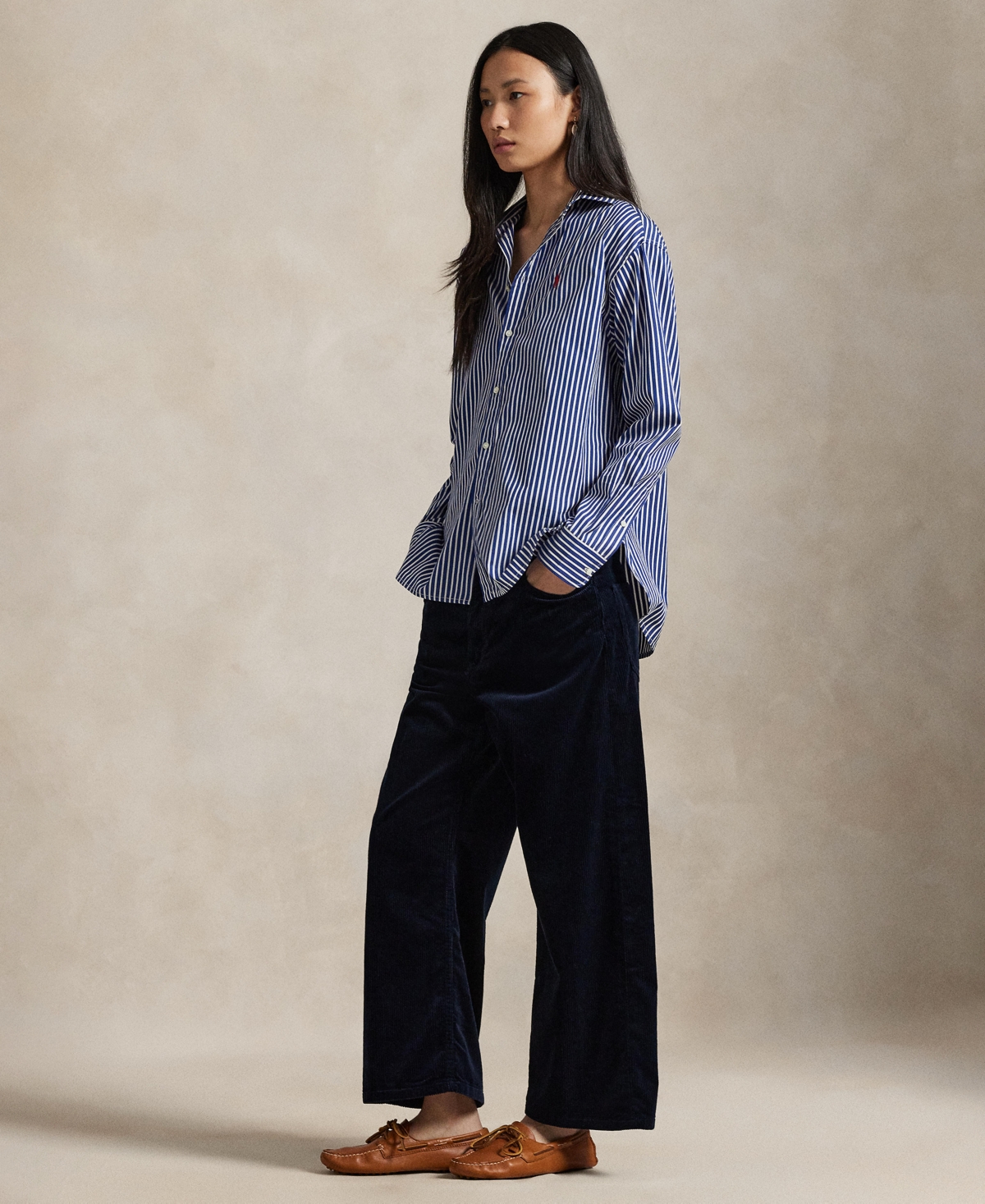 Polo Ralph Lauren Women's Corduroy Wide-leg Cropped Pant In Blue