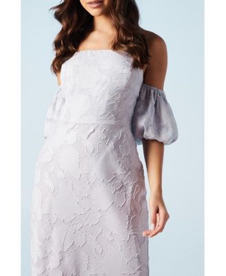 Women's Puff Sleeve Bridesmaids Midi Dress