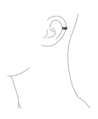 Two Tone Cubic Zirconia Pave CZ Triple 3 Band Cartilage Ear Cuffs Clip Wrap Earrings Plated .925 Sterling