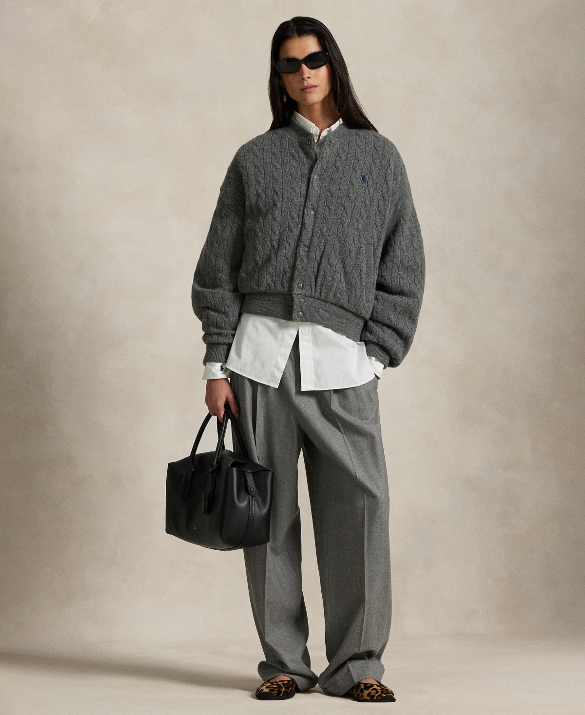 Polo Ralph Lauren Women's Cable Bomber Jacket In Gray