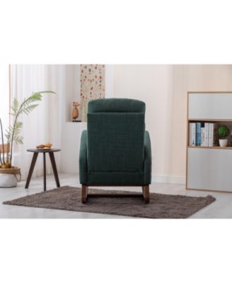 Rocking Chair, Modern Glider Recliner with Wood Legs, Side Pocket & High Back for Living Room or Bedroom